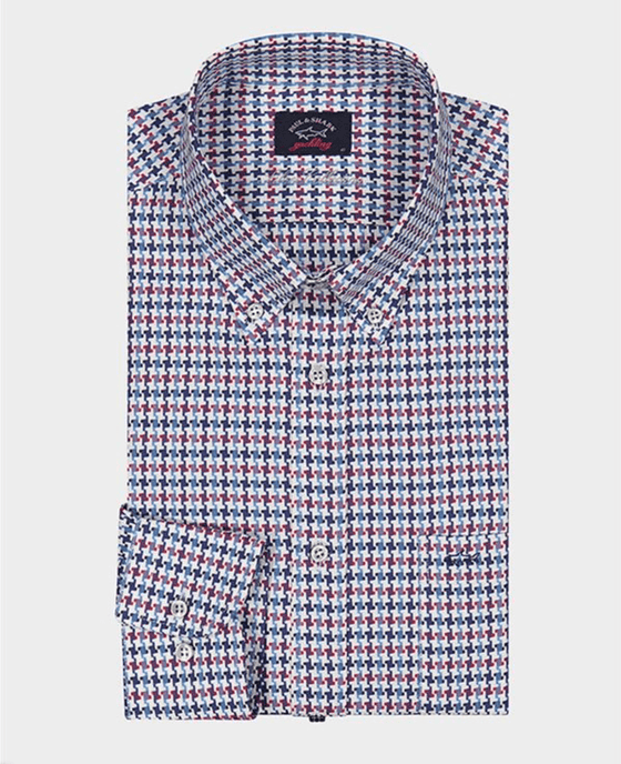 Paul & Shark - Chemise manches longues pied-de-poule coton Silver Collection - LE CAPITAINE D'A BORD