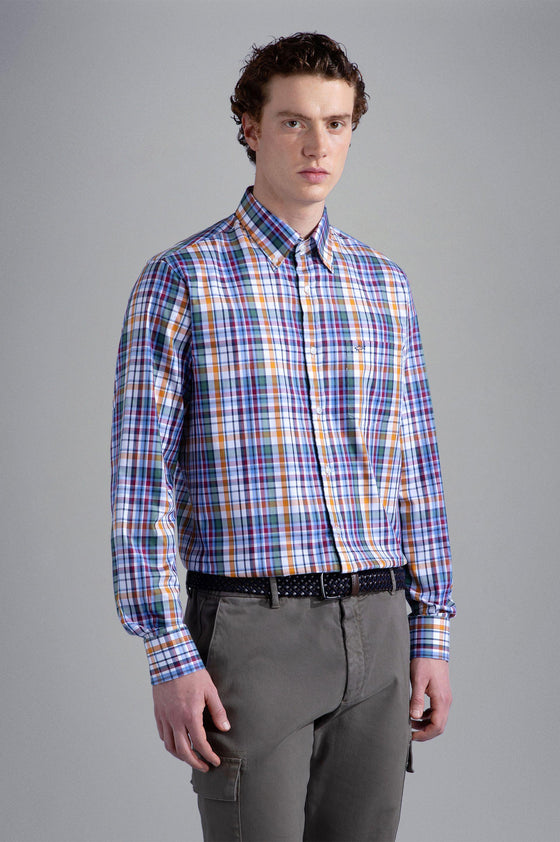 Paul & Shark - Chemise manches longues twill de coton à carreaux - LE CAPITAINE D'A BORD