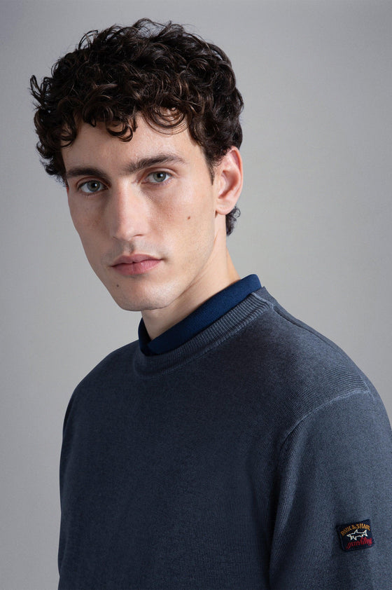 Paul & Shark - Col rond de laine mérinos délavé - LE CAPITAINE D'A BORD