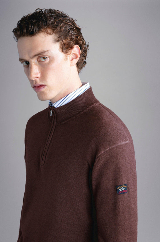 Paul & Shark - Col zip de laine mérinos effet délavé - LE CAPITAINE D'A BORD