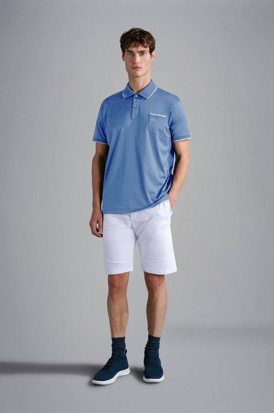 Paul & Shark - Polo uni manches courtes coton piqué avec bordures contrastées - LE CAPITAINE D'A BORD