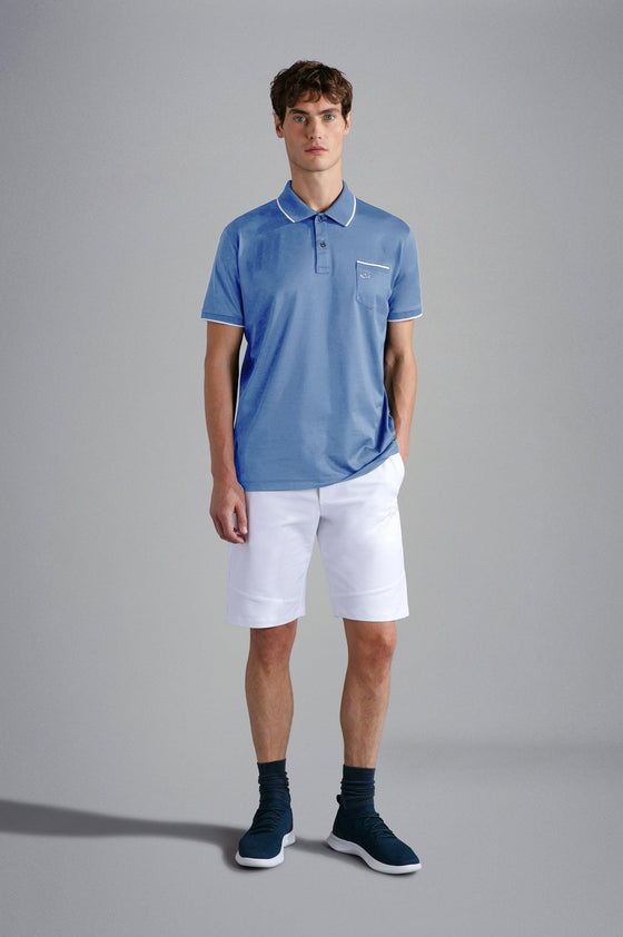 Paul & Shark - Polo uni manches courtes coton piqué avec bordures contrastées - LE CAPITAINE D'A BORD