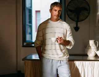 Paul & Shark - Striped round neck sweater made of linen and cotton