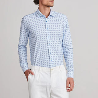 Emanuel Berg - Byron - Floral Long Sleeve Shirt Albini 4Flex - Modern Fit - Blue