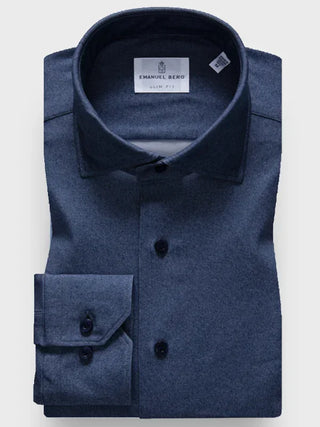 Emanuel Berg - Byron - Chemise manches longues unie Albini 4Flex - Modern Fit - Marine