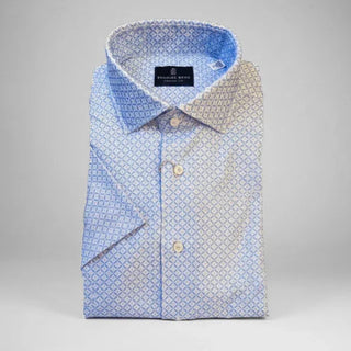 Emanuel Berg - Byron - Short Sleeve Shirt with Albini 4Flex Patterns - Modern Fit - Bright Blue