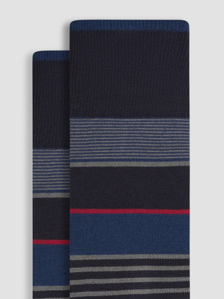Bugatchi – Striped Cotton and Cashmere Socks