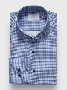  Emanuel Berg - Byron - Chemise manches longues vichy Albini 4Flex - Modern Fit - Bleu