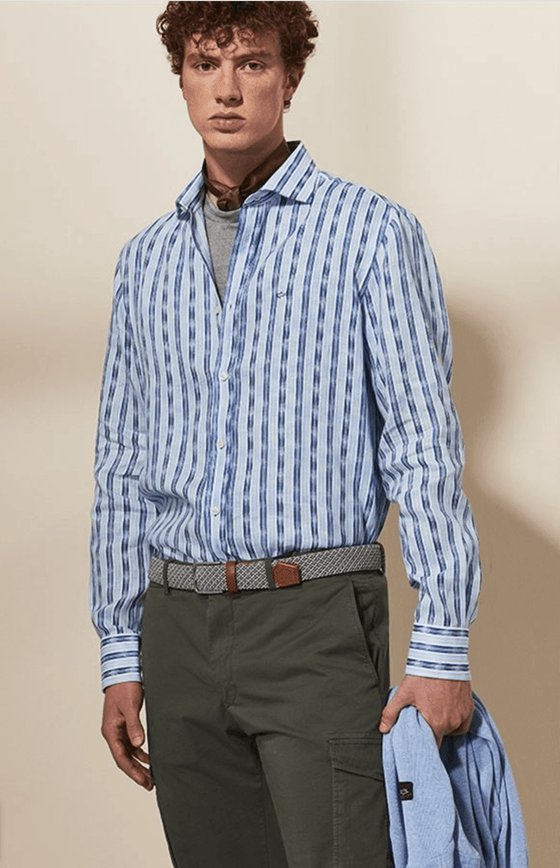 Paul & Shark - Chemise manches longues à rayures de lin - J Fit - LE CAPITAINE D'A BORD