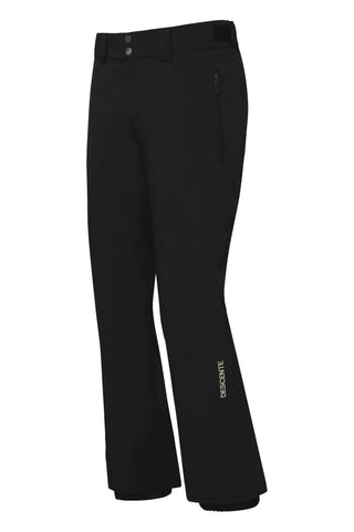 Men's black Descente ski pants with zip pocket and reinforced cuffs
