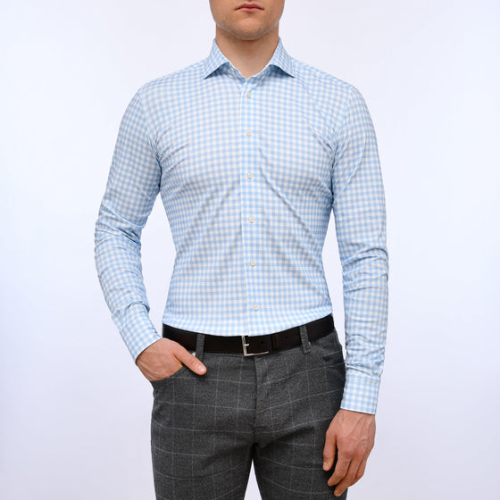 Emanuel Berg - Byron - Chemise manches longues à carreaux Albini 4Flex - Modern Fit - Bleu - LE CAPITAINE D'A BORD