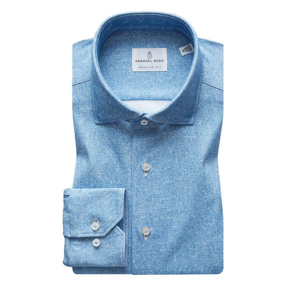 Emanuel Berg - Byron - Chemise manches longues Albini 4Flex - Modern Fit - Bleu azure - LE CAPITAINE D'A BORD