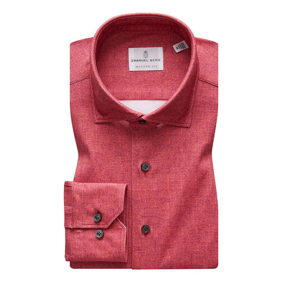 Emanuel Berg - Byron - Chemise manches longues Albini 4Flex - Modern Fit - Rouge - LE CAPITAINE D'A BORD
