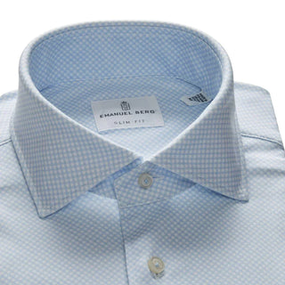 Emanuel Berg - Byron - Chemise manches longues motifs Albini 4Flex - Modern Fit - Bleu pâle - LE CAPITAINE D'A BORD