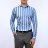 Emanuel Berg - Byron - Chemise manches longues rayée Albini 4Flex - Modern Fit - Bleu - LE CAPITAINE D'A BORD