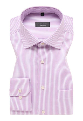 ETERNA - Chemise manches longues rayé Modern Fit - Framboise/Blanc - LE CAPITAINE D'A BORD