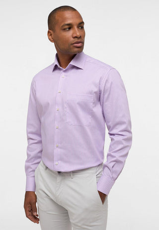 ETERNA - Chemise manches longues rayé Modern Fit - Framboise/Blanc - LE CAPITAINE D'A BORD