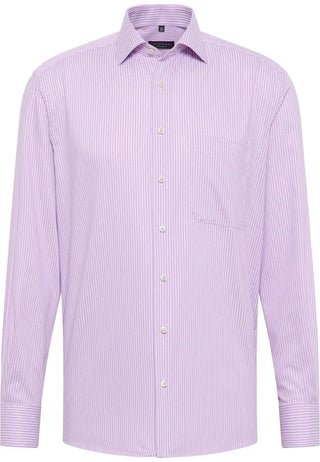ETERNA - Chemise manches longues rayé Modern Fit - Framboise/Blanc - LE CAPITAINE D'A BORD