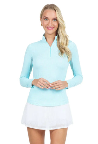 Ibkül - Essential Mini Check Long Sleeve Mock Neck - 10754 - LE CAPITAINE D'A BORD