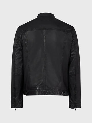 John Varvatos - Jacket de cuir à col rond - LE CAPITAINE D'A BORD