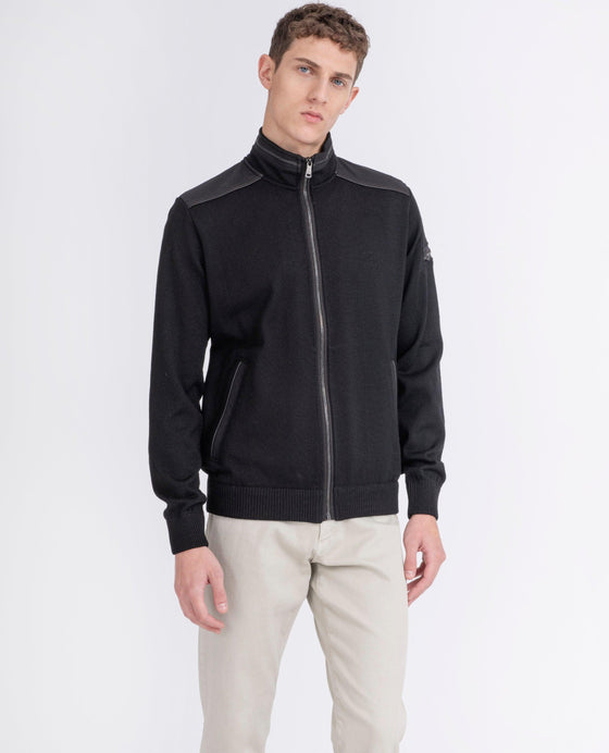 Paul & Shark - Cardigan zip de laine avec nylon aux épaules - LE CAPITAINE D'A BORD