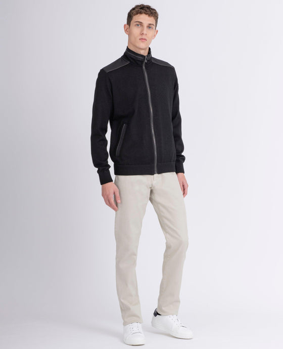 Paul & Shark - Cardigan zip de laine avec nylon aux épaules - LE CAPITAINE D'A BORD