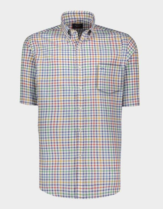 Paul & Shark - Chemise manches courtes à carreaux de coton oxford - LE CAPITAINE D'A BORD