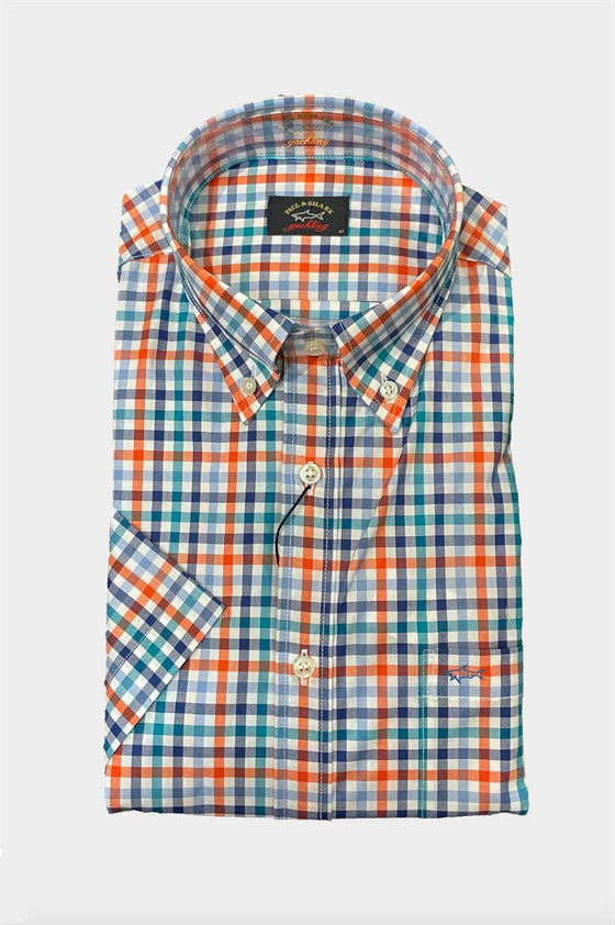Paul & Shark - Chemise manches courtes à carreaux de coton poplin - LE CAPITAINE D'A BORD