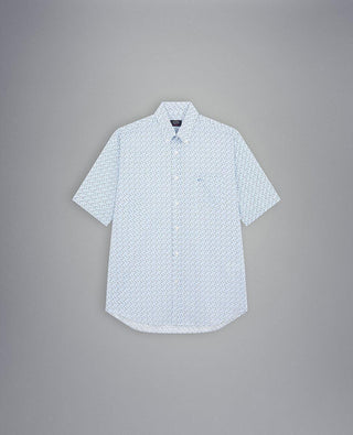 Paul & Shark - Chemise manches courtes à motifs de coton poplin - LE CAPITAINE D'A BORD