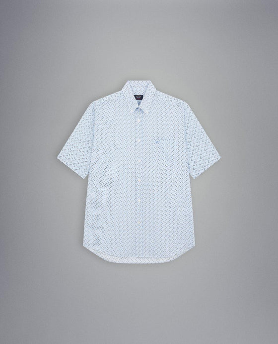 Paul & Shark - Chemise manches courtes à motifs de coton poplin - LE CAPITAINE D'A BORD