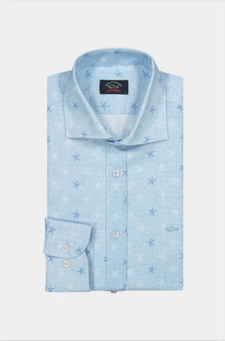 Paul & Shark - Chemise manches longues imprimé étoile de lin - J Fit - LE CAPITAINE D'A BORD