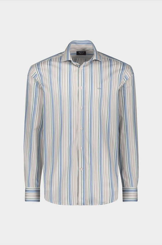 Paul & Shark - Chemise manches longues rayée twill de coton - J Fit - LE CAPITAINE D'A BORD