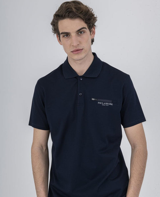 Paul & Shark - Polo manches courtes coton piqué avec poche zip - LE CAPITAINE D'A BORD