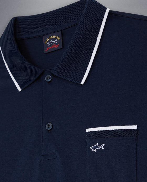Paul & Shark - Polo uni manches courtes coton piqué avec bordures contrastées - LE CAPITAINE D'A BORD
